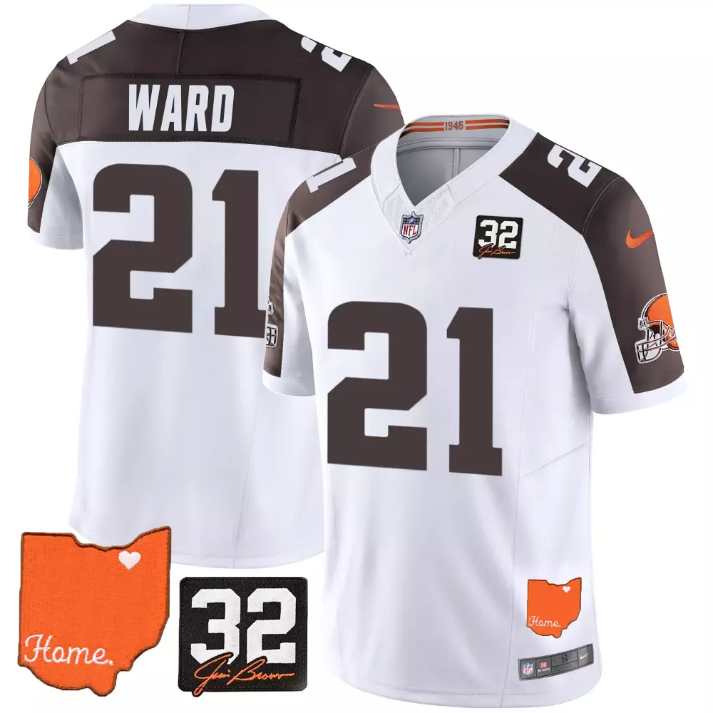 Denzel Ward 21 Cleveland Browns Jersey White Homecoming Men Home Brown All Stitched