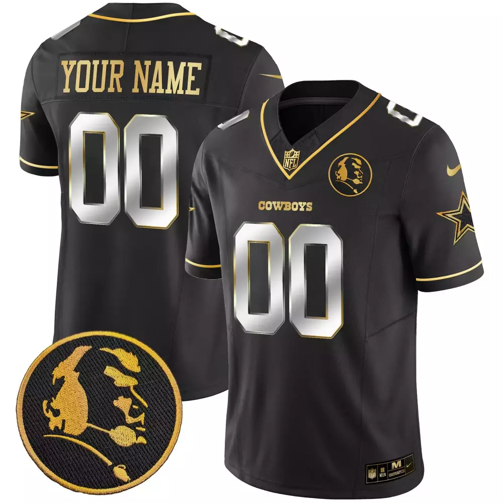 Custom Cowboys Jersey Black Men Gold Silver Limited Vapor All Stitched