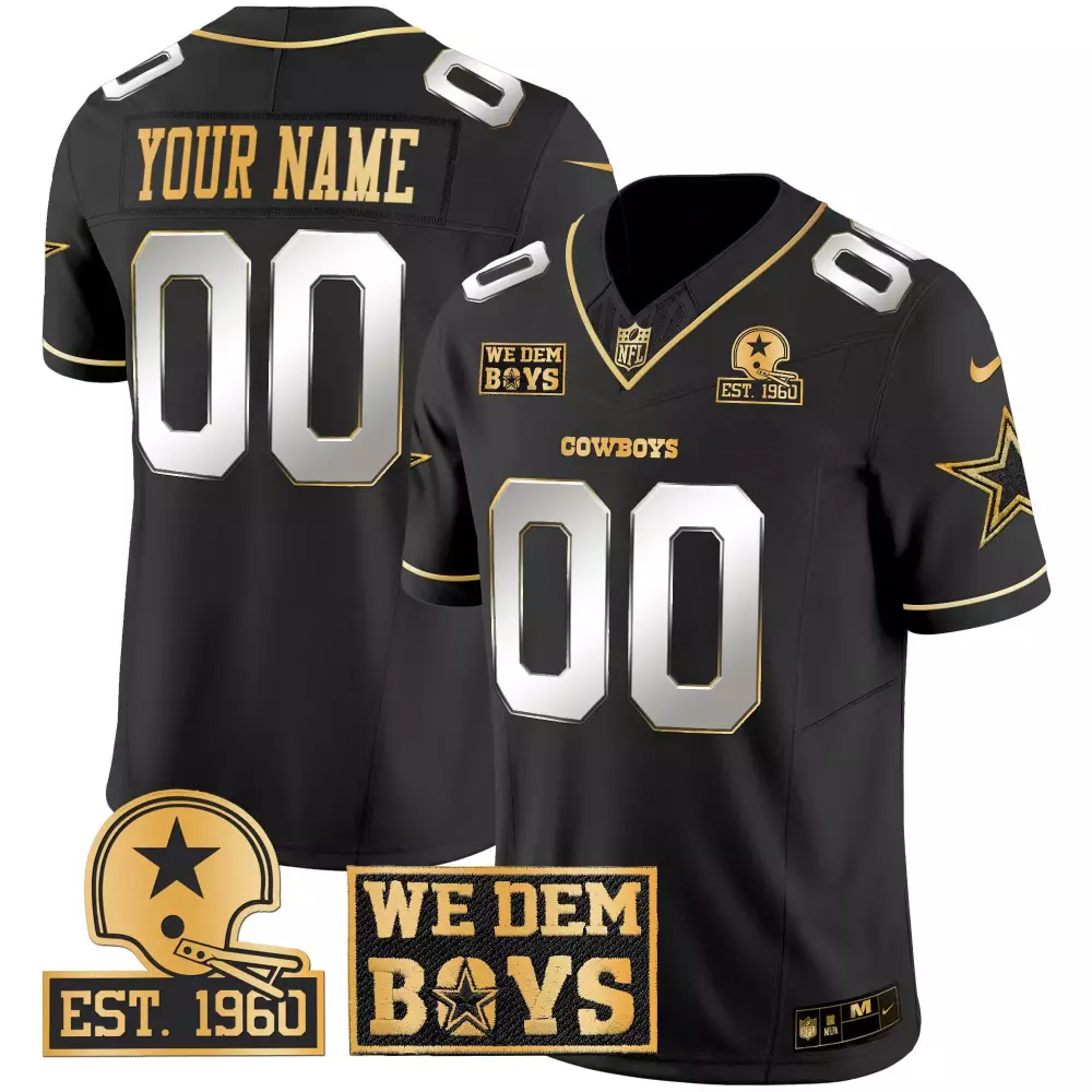 Custom Cowboys Jersey Black Est. 1960 We Dem Boys Men Silver Gold Limited Vapor All