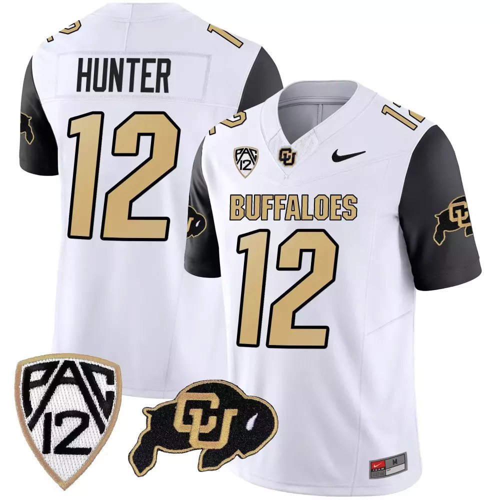 Travis Hunter 12 Jersey White Ncaa Colorado Buffaloes Men Black Gold Vapor Limited