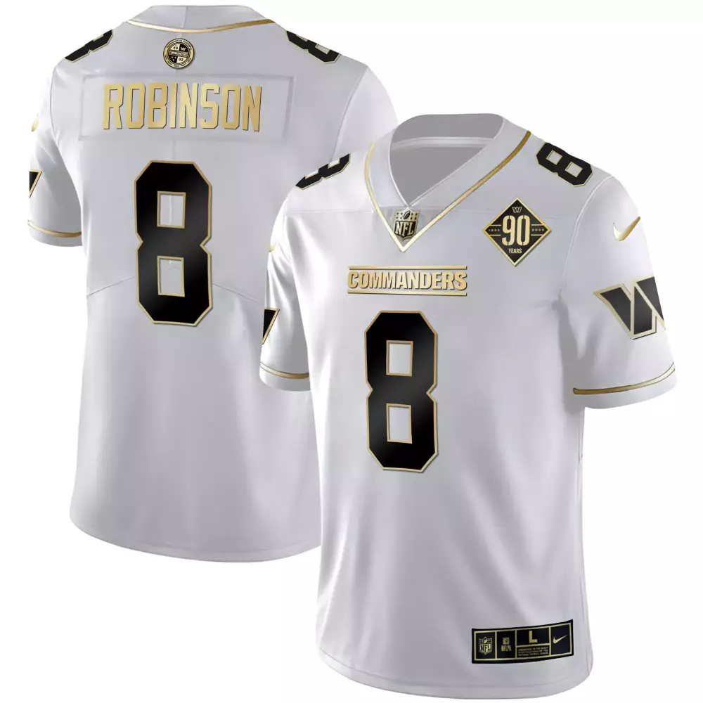 Brian Robinson 8 Commanders Jersey White 90th Anniversary 90 Years 1932-2022 Men