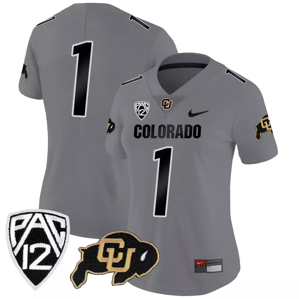 Custom Colorado 1 Jersey Gray 2023 Women Black Gold Vapor Limited All Stitched