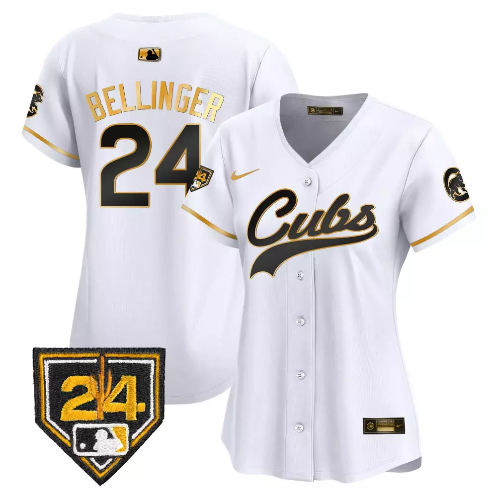 Cody Bellinger 24 Cubs Jersey White Number Men Black Gold Vapor Premier Limited All