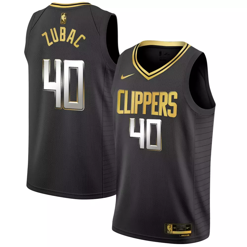 Ivica Zubac 40 Clippers Jersey Black Men NBA Gold Swingman All Stitched