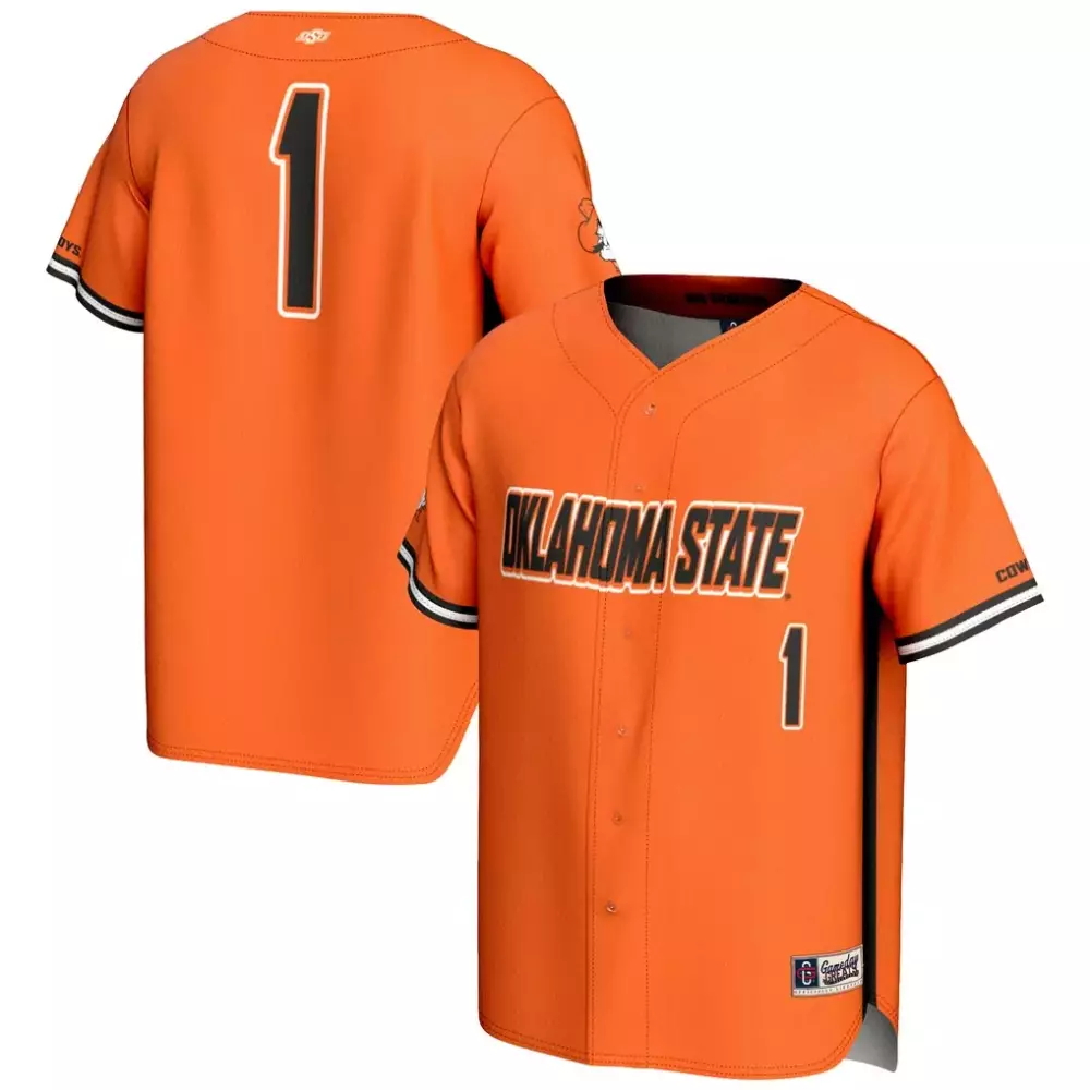 Oklahoma State 1 Jersey Orange Cowboys Men Black White Gameday Fashion