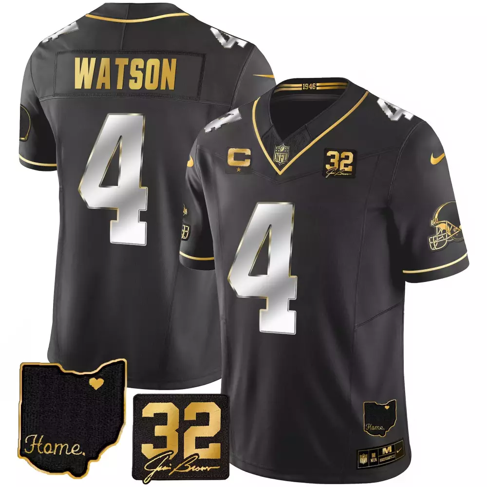 Deshaun Watson 4 Cleveland Browns Jersey Black 1946 Tim Anderson's Signature Ohio State Outline Heart