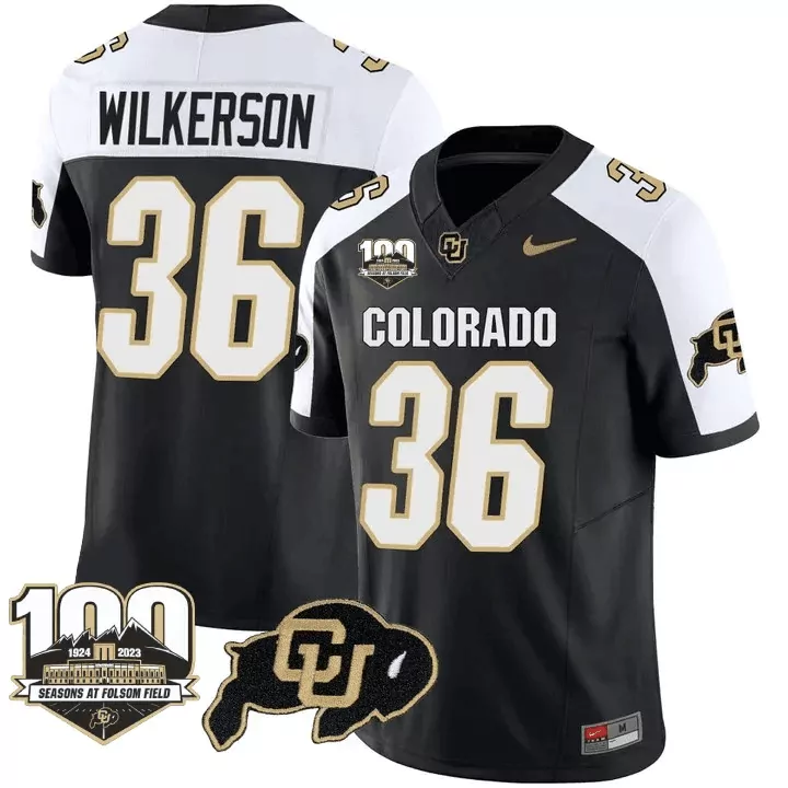 Syveon Wilkerson 36 Jersey Black 100 Seasons At Folsom Field Colorado Buffaloes Men
