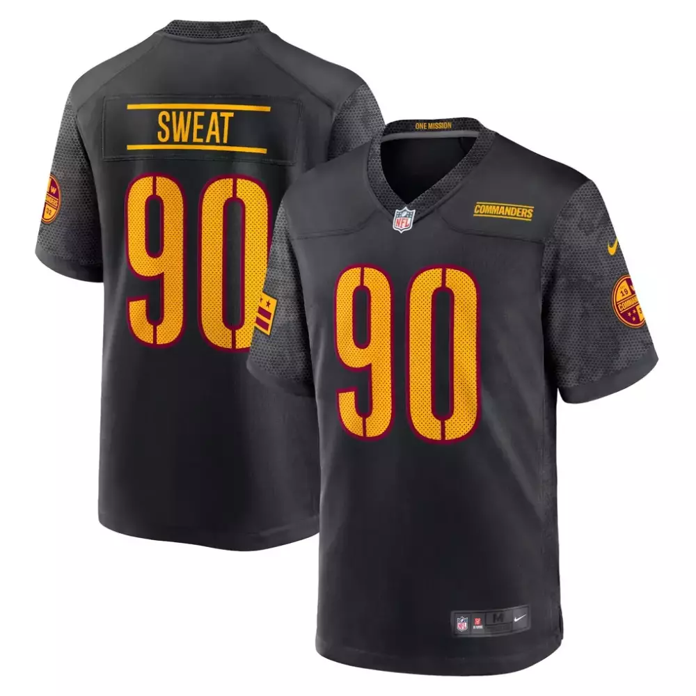 Montez Sweat 90 Commanders Jersey Black One Mission Men Player Gold Maroon Game
