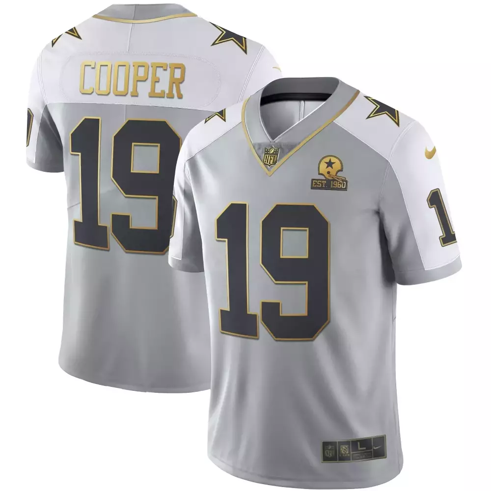 Amari Cooper 19 Dallas Cowboys Jersey Gray Est. 1960 Men Alternate White Gold Vapor