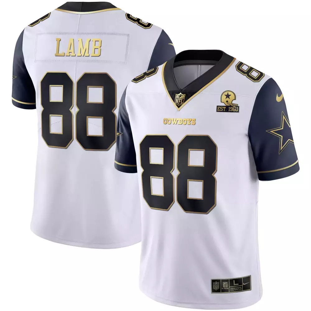 Ceedee Lamb 88 Cowboys Jersey White Men Navy Blue Gold Rush Alternate Vapor Limited