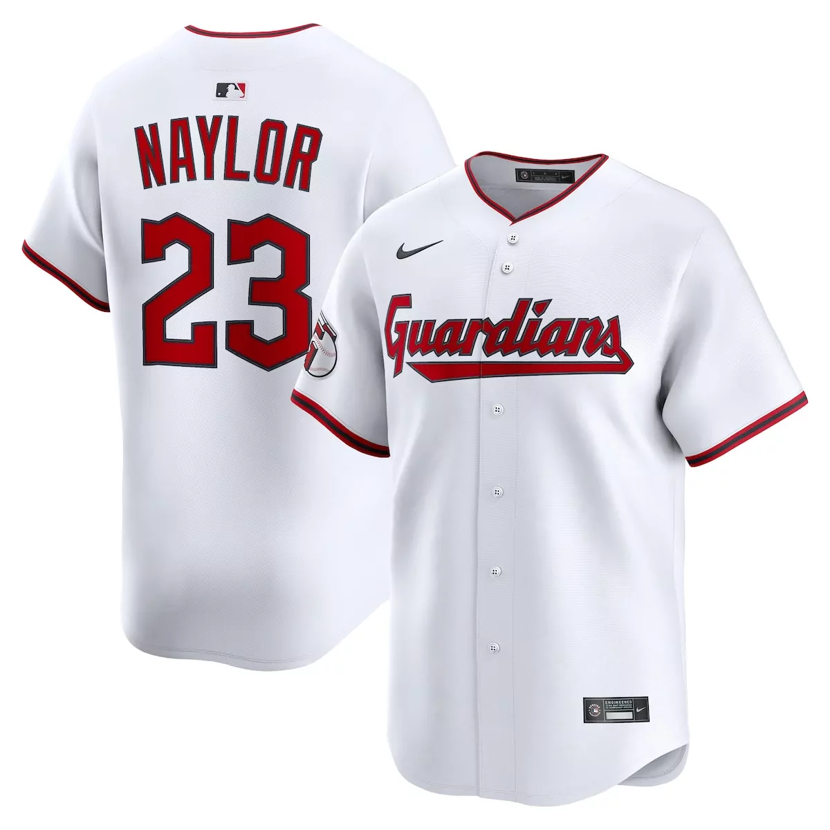 Josh Naylor 23 Guardians Jersey White Men Red Navy Blue Home Limited