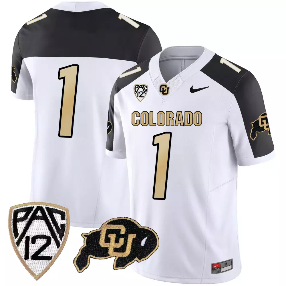Inverted Buffaloes 1 Jersey White Colorado Men Black Gold Vapor Limited v2 All Stitched