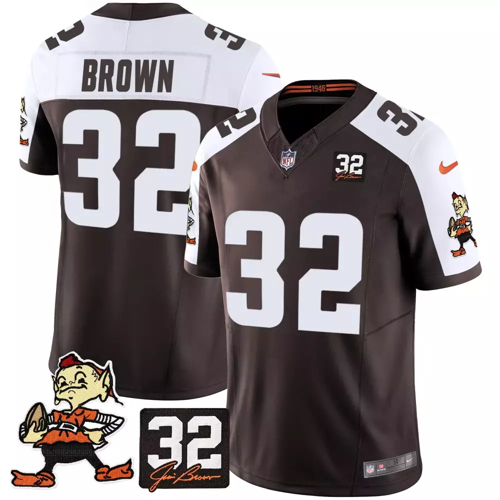 Jim Brown 32 Cleveland Browns Jersey Legacy Men Player White Alternate Vapor Limited