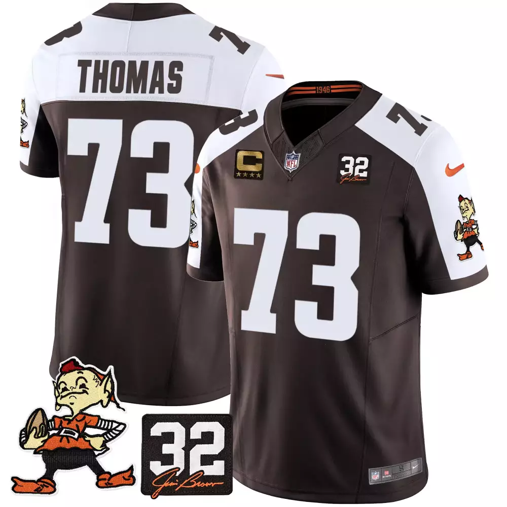 Joe Thomas 73 Cleveland Browns Jersey Brown 1946 Czarnecki Jim Men NFL White Alternate
