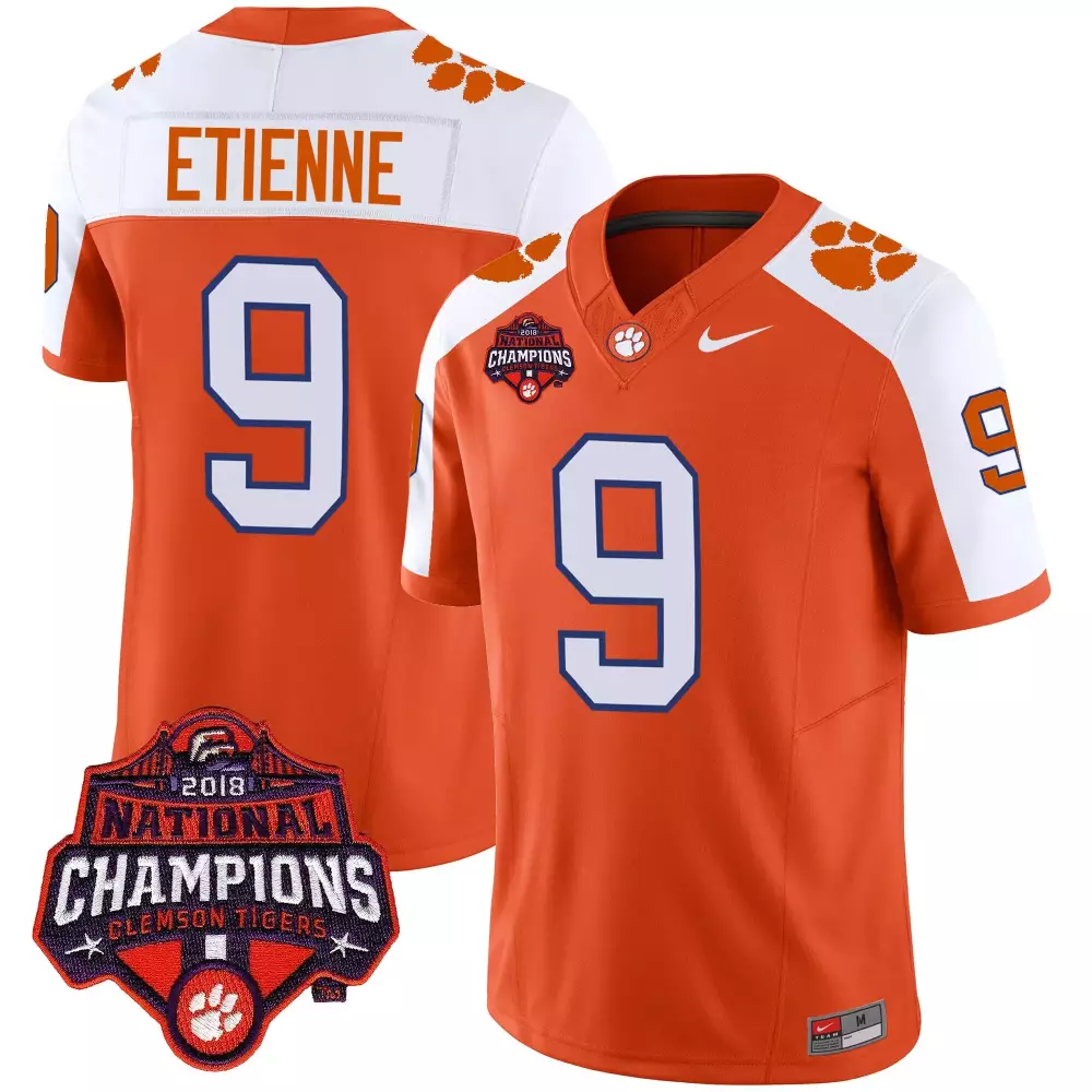 Travis Etienne 9 Clemson Tigers Jersey Orange Men White Blue Alternate Vapor Limited