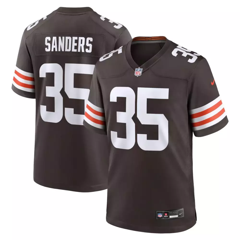 Raheim Sanders 35 Jersey Brown Cleveland Browns Men White Orange Game