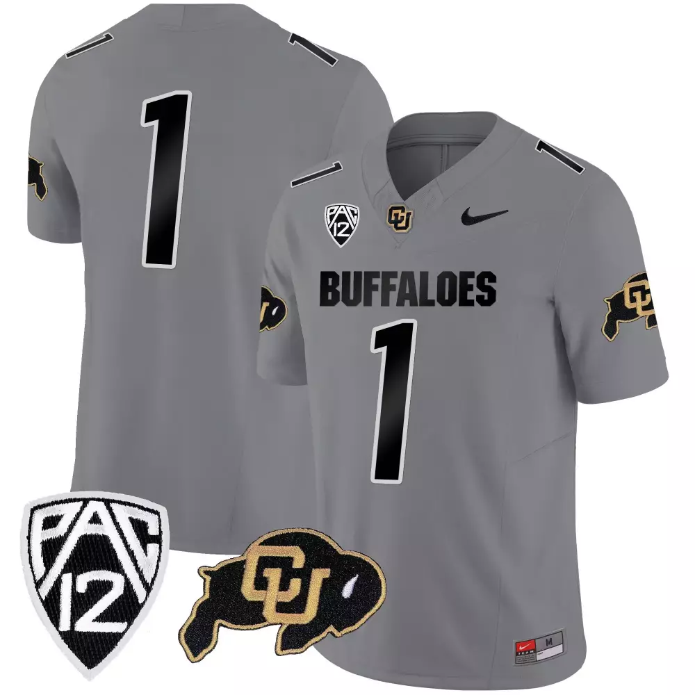 Buffaloes 1 Colorado Jersey Gray Men Black Vapor Limited v4 All Stitched