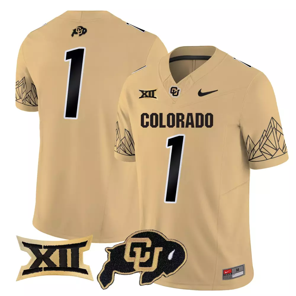 Not Visible 1 Colorado Buffaloes Jersey Gold Big Men Black Vapor All Stitched Embroidered