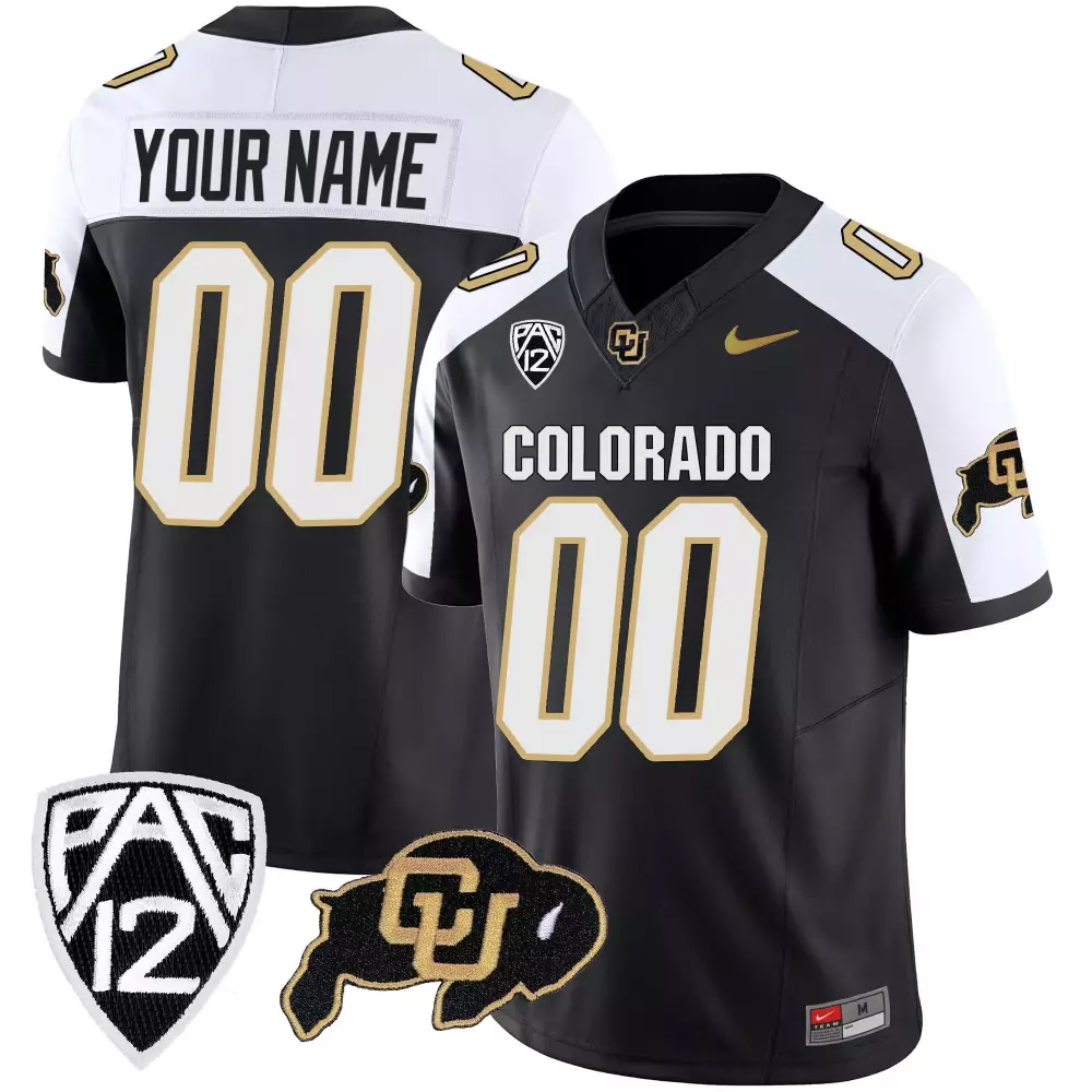 Custom Colorado Buffaloes Jersey Black Men White Gold All Stitched Vapor