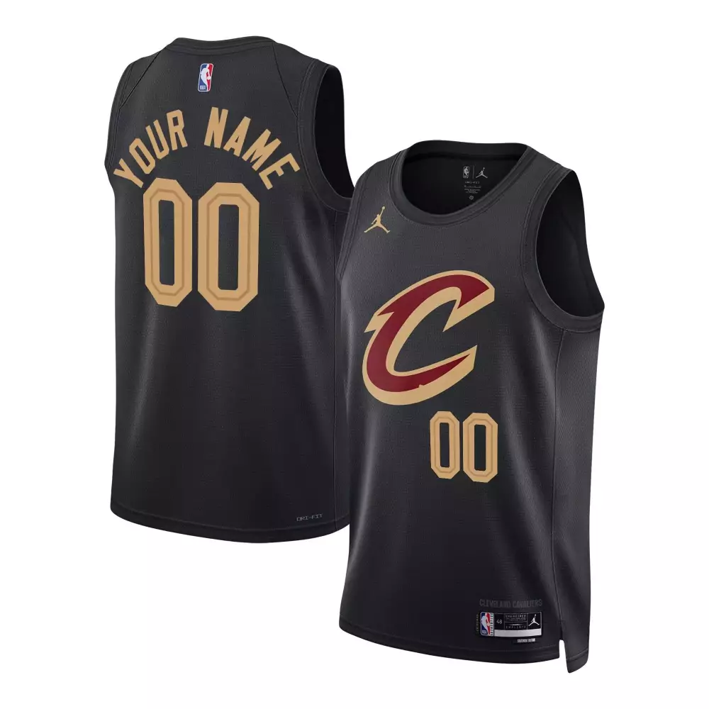 Custom Cleveland Cavaliers Jersey Black Jordan Brand Dri-fit Men Gold Maroon Swingman