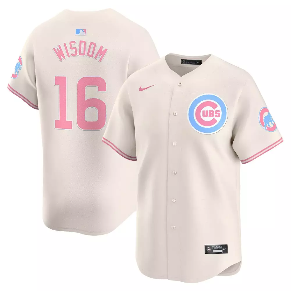 Patrick Wisdom 16 Cubs Jersey Cream Men Pink Light Blue Unisex Vapor Premier Limited