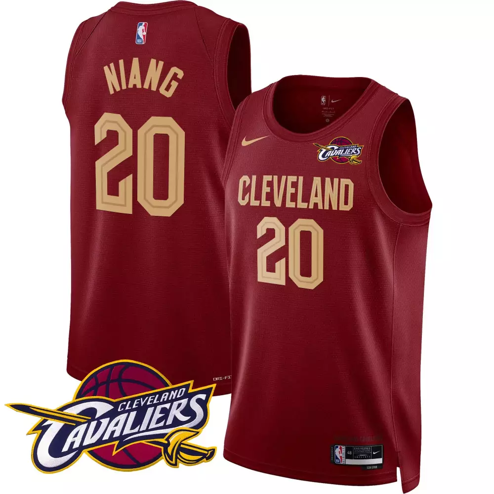 Lamine Niang 20 Jersey Maroon Cleveland Cavaliers Dri-fit Men Standard Gold White