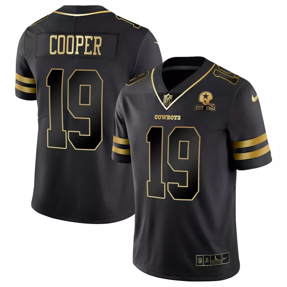 Amari Cooper 19 Cowboys Jersey Black Men Gold Vapor All Stitched