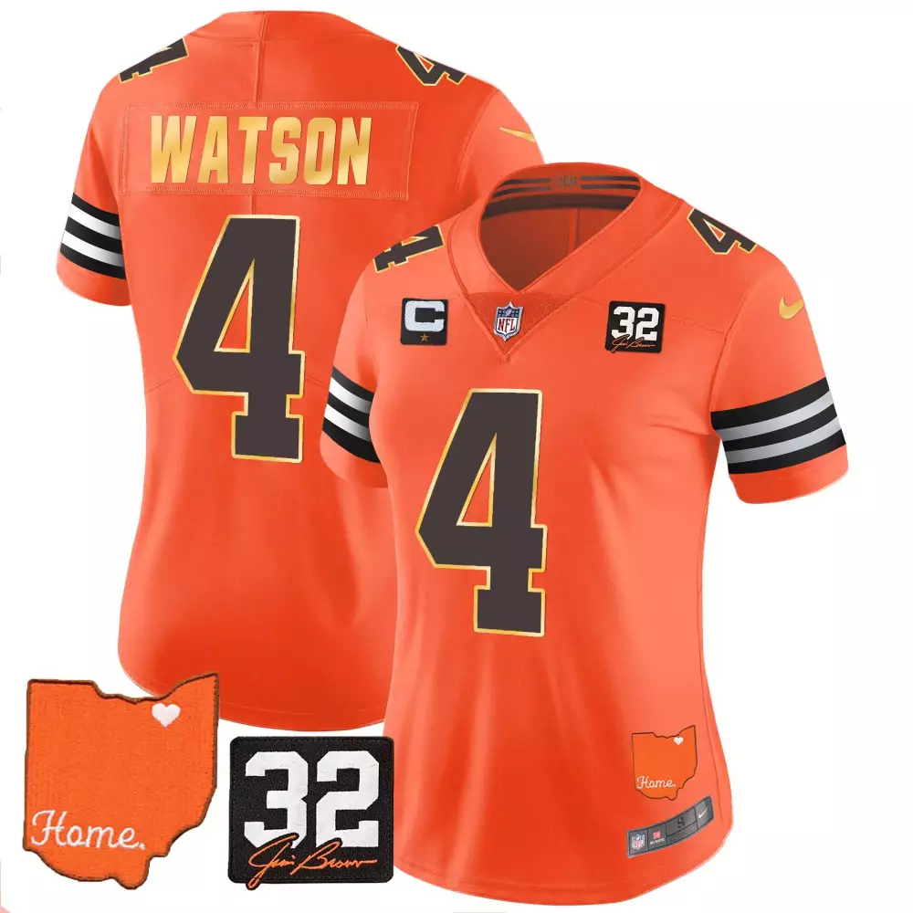 Deshaun Watson 4 Cleveland Browns Jersey Orange Men Player Alternate Brown White