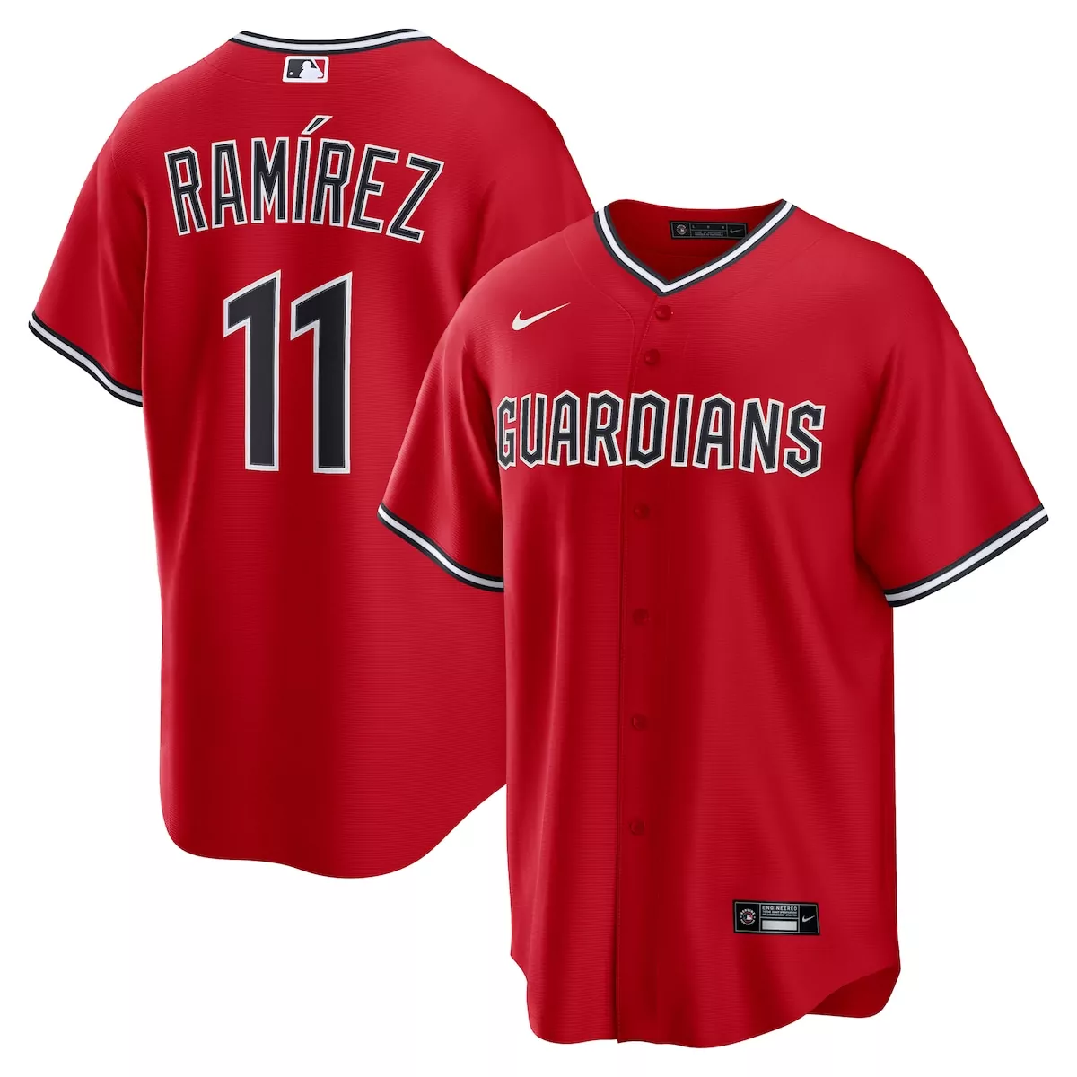 Jose Ramirez 11 Guardians Jersey Red Men Replica Black White Alternate