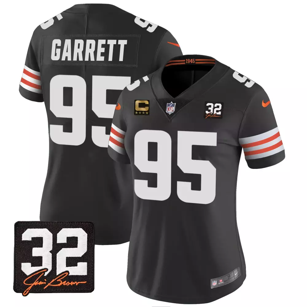 Myles Garrett 95 Cleveland Browns Jersey Black Stars Women Player Orange White All