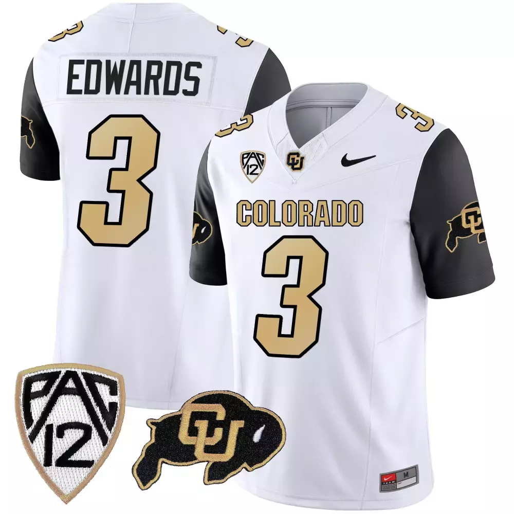 Dylan Edwards 3 Colorado Jersey White Buffaloes Men Black Gold Vapor Limited All