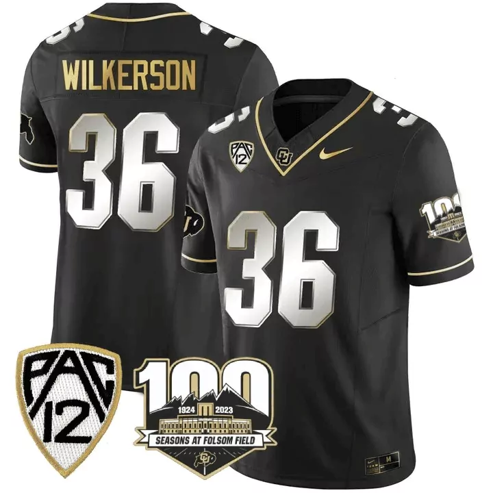Syveon Wilkerson 36 Jersey Black Colorado Buffaloes 100 Seasons Folsom Field Men