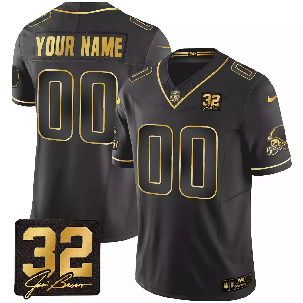 Custom Jersey Black Men Gold All Stitched