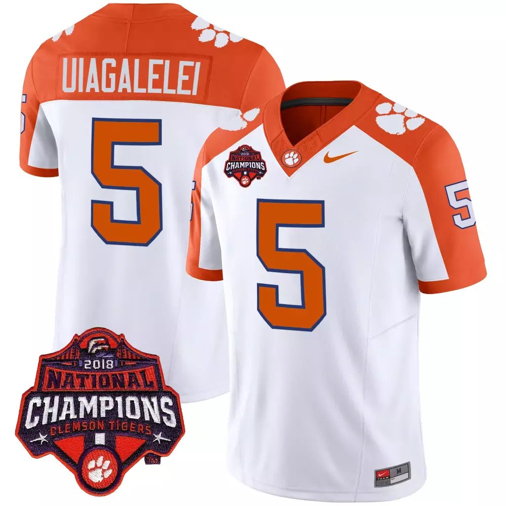 Dj Uiagalelei 5 Clemson Tigers Jersey White Men Orange Vapor Limited All Stitched