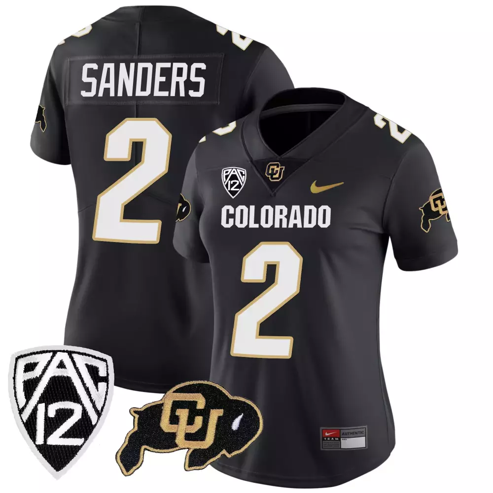 Shedeur Sanders 2 Colorado Jersey Black Buffaloes White Gold Vapor Limited All Stitched