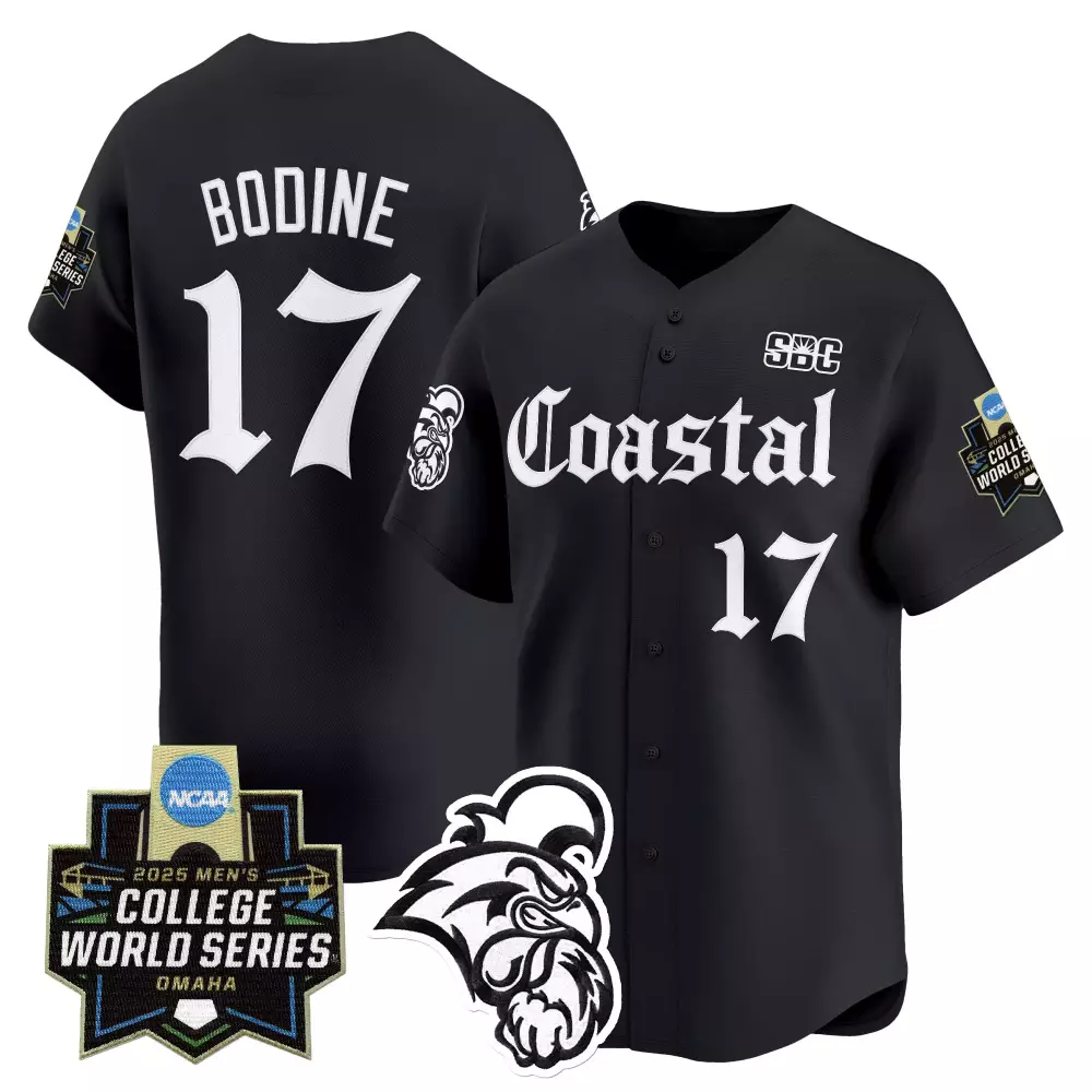 Bodine Coastal 17 Jersey Black 2025 Men's College World Series Men White Vapor