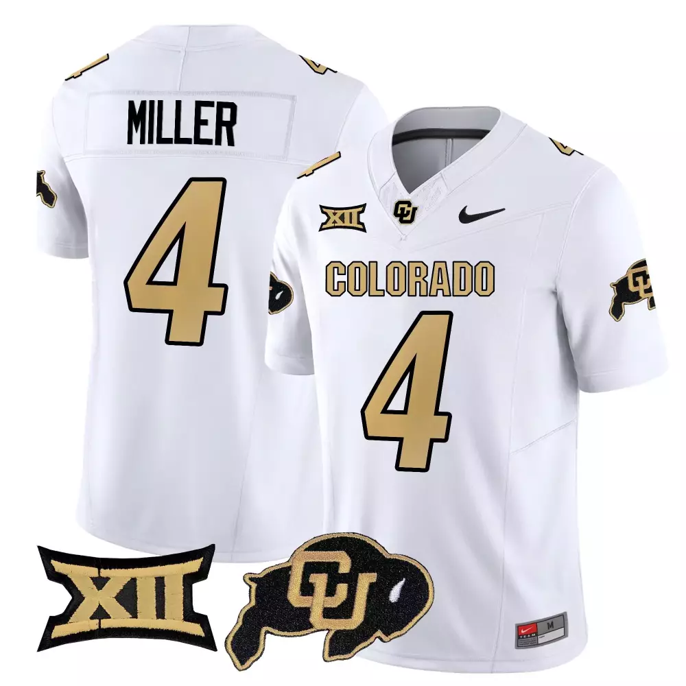 Miller Buffaloes 4 Colorado Jersey White Big Buffalo Men Gold Black Vapor All Stitched