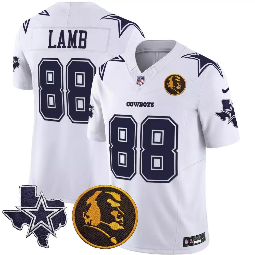 Ceedee Lamb 88 Cowboys Jersey White Texas Star Roger Staubach Men Standard Navy Silver