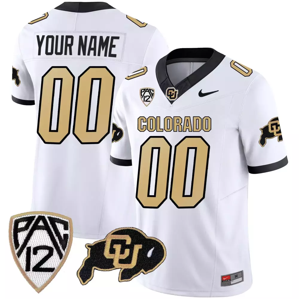 Custom Colorado Jersey White Buffaloes Black Gold Limited Vapor v2 All Stitched
