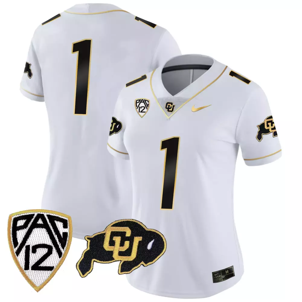 Custom Colorado Buffaloes 1 Jersey White Ncaa 2023 Women Black Gold Vapor Limited