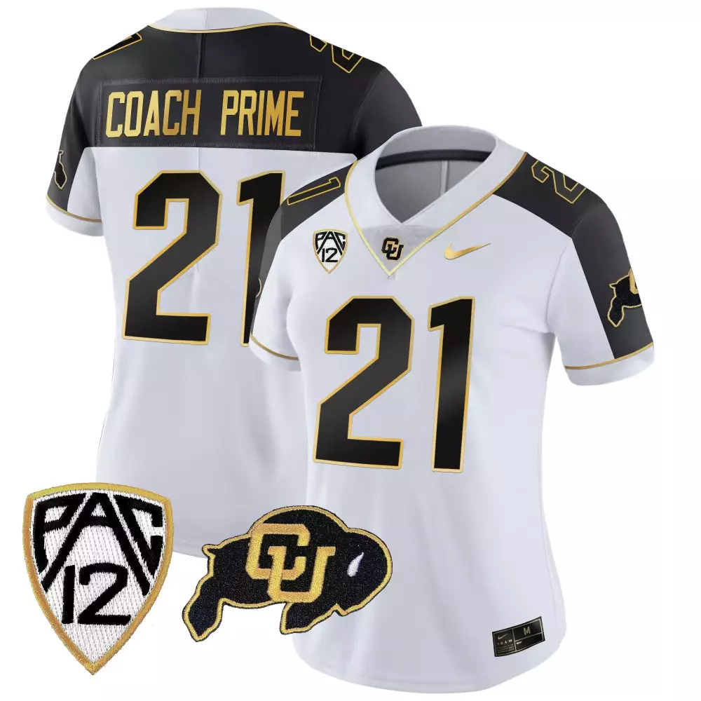 Coach Prime 21 Colorado Buffaloes Jersey White Men Black Gold Vapor Limited All Stitched