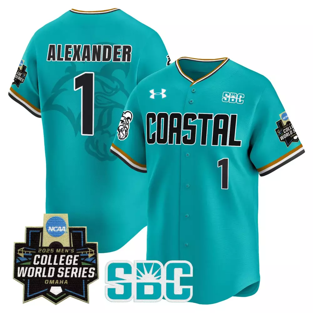 Alexander Coastal 1 Jersey Teal 2025 Ncaa Men's College World Series Omaha Men Black