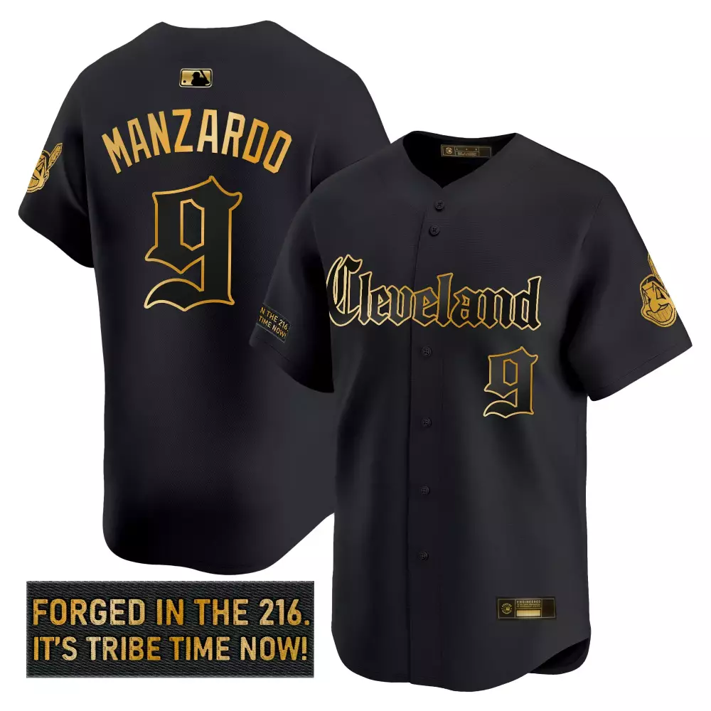 Manzardo Indians 9 Jersey Black City Connect Cleveland Guardians 2023 Men Gold Vapor
