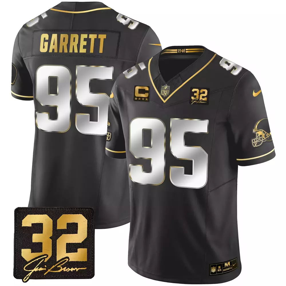 Myles Garrett 95 Cleveland Browns Jersey Black 1946 Men Player Gold Silver Limited