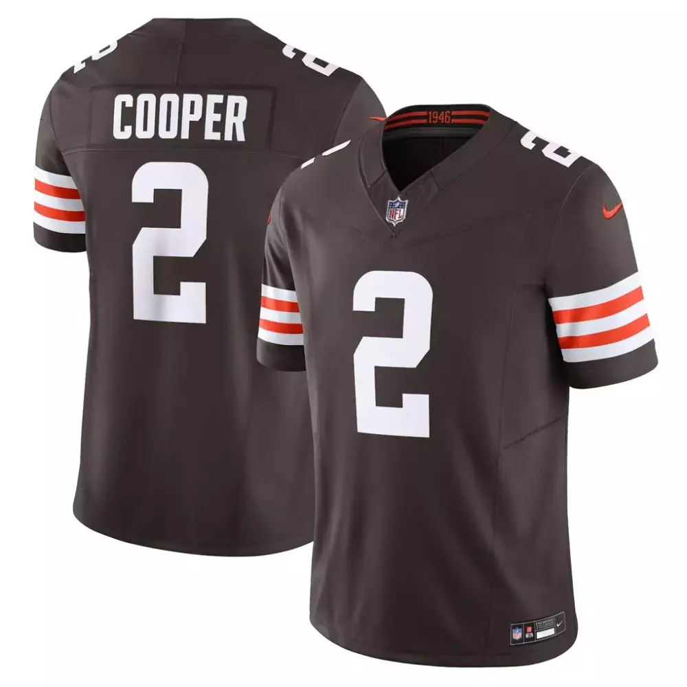 Amari Cooper 2 Cleveland Browns Jersey Brown Men Official Orange White Vapor Limited