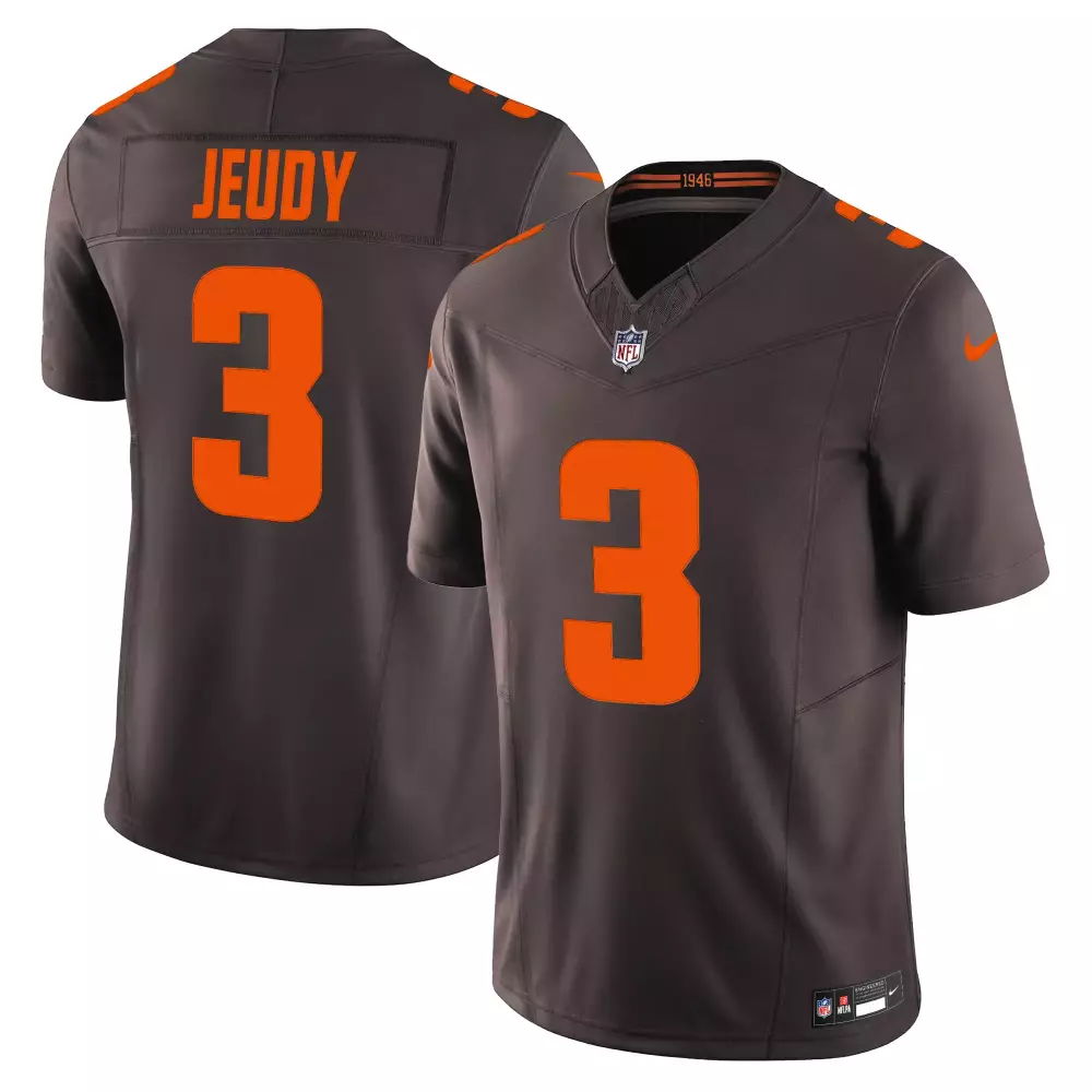 Jerry Jeudy 3 Cleveland Browns Jersey Brown Men NFL Orange Vapor Limited Stitched