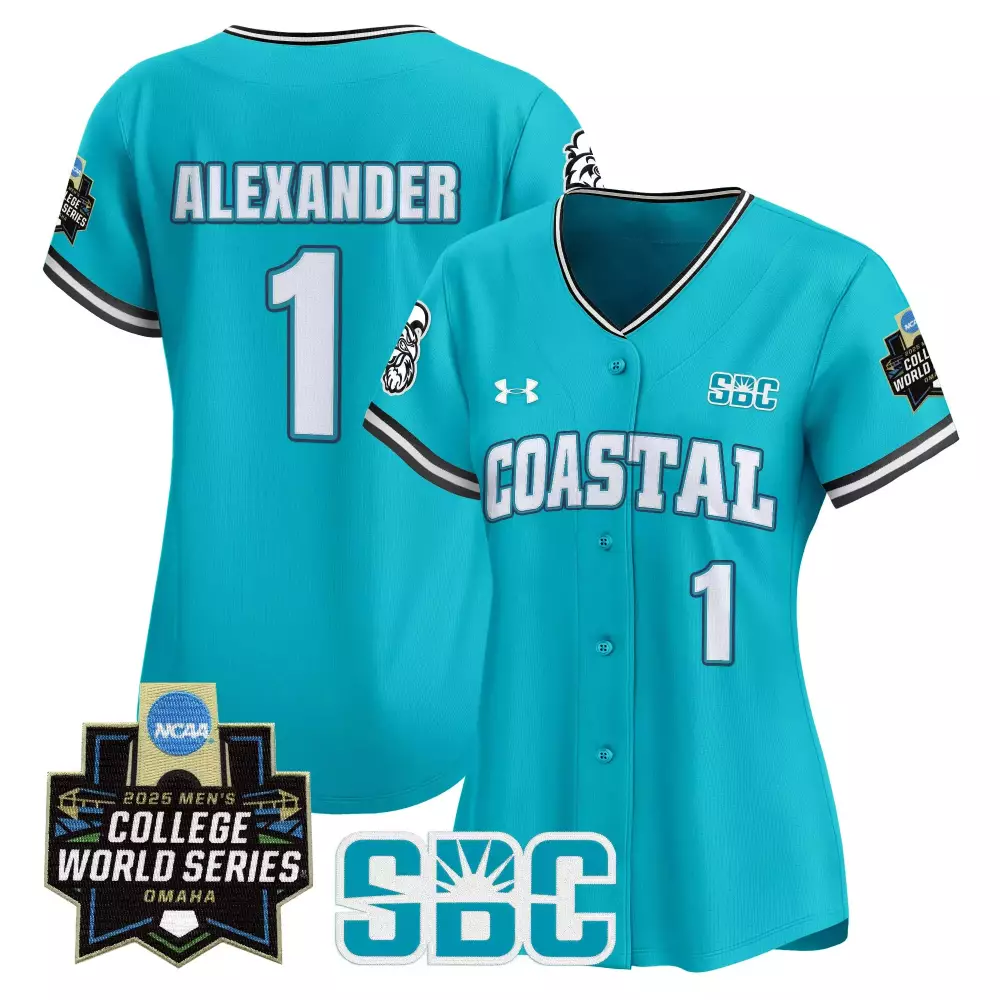 Alexander Coastal 1 Jersey Teal 2025 Men's College World Series Sbc Women White Black