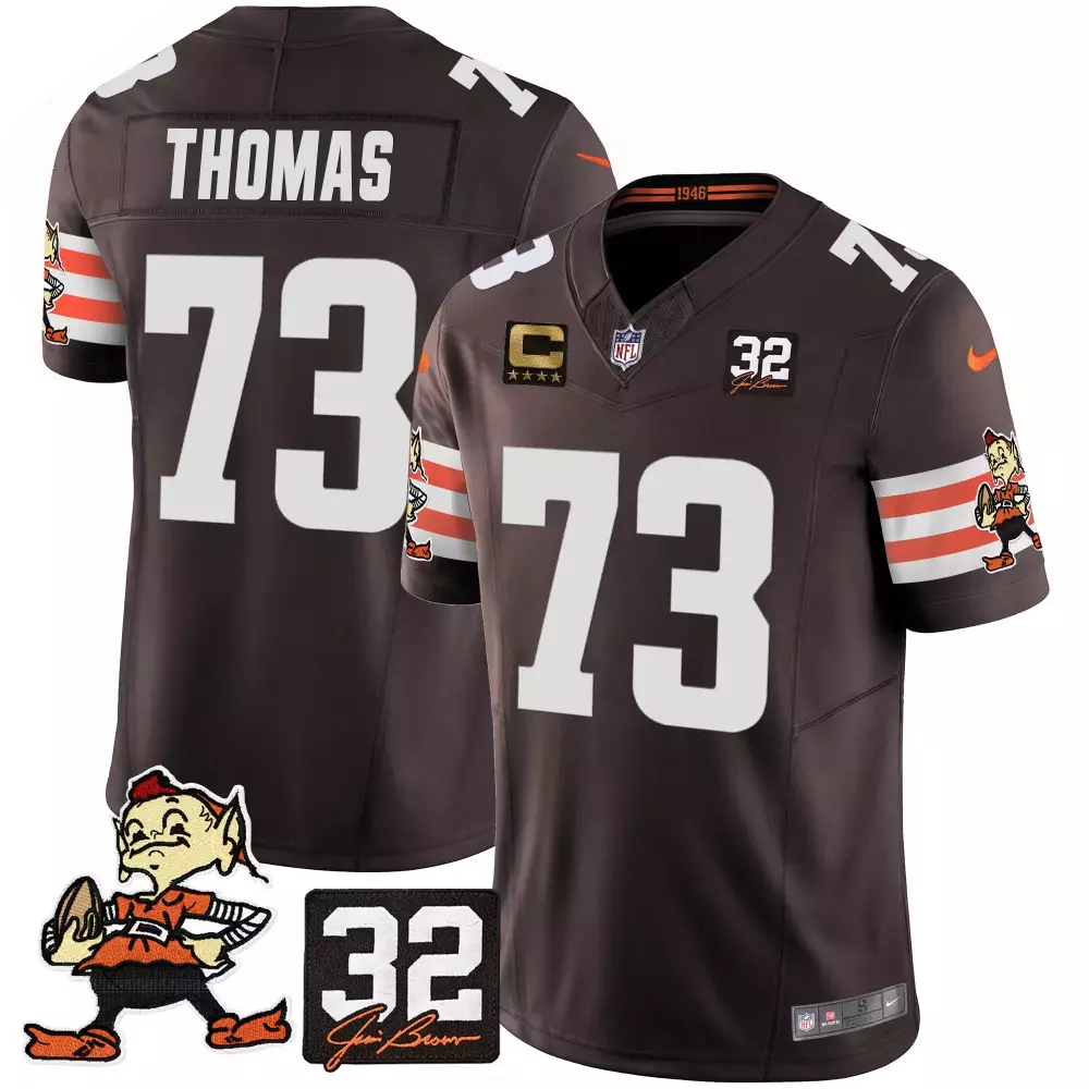 Joe Thomas 73 Cleveland Browns Jersey Brown Men Orange White Vapor Limited v2 All