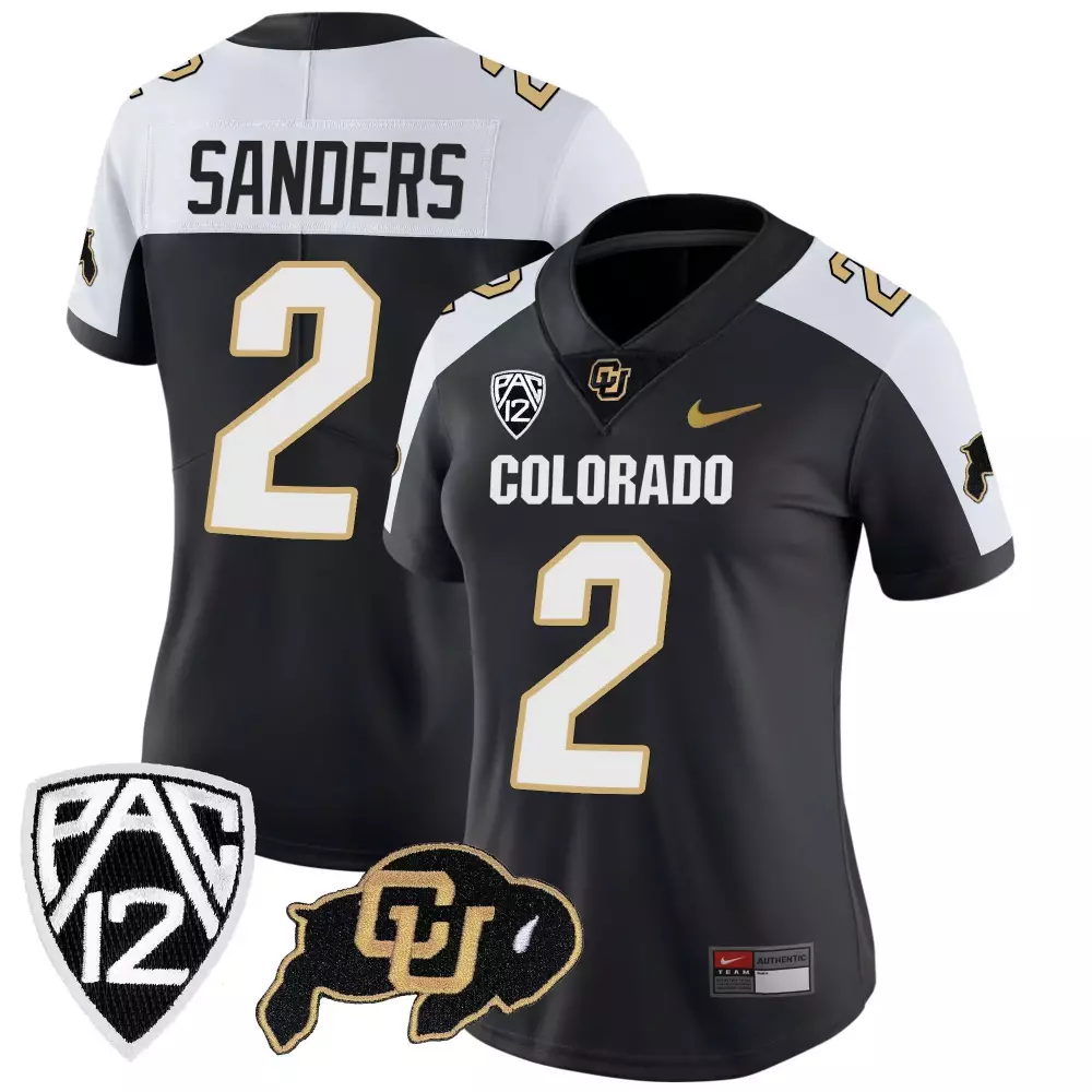 Shedeur Sanders 2 Colorado Jersey Black Buffaloes Women White Gold Alternate Vapor