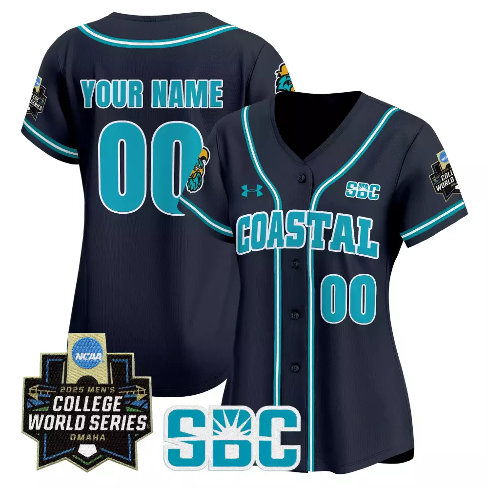 Custom Coastal Jersey Navy Women Teal White